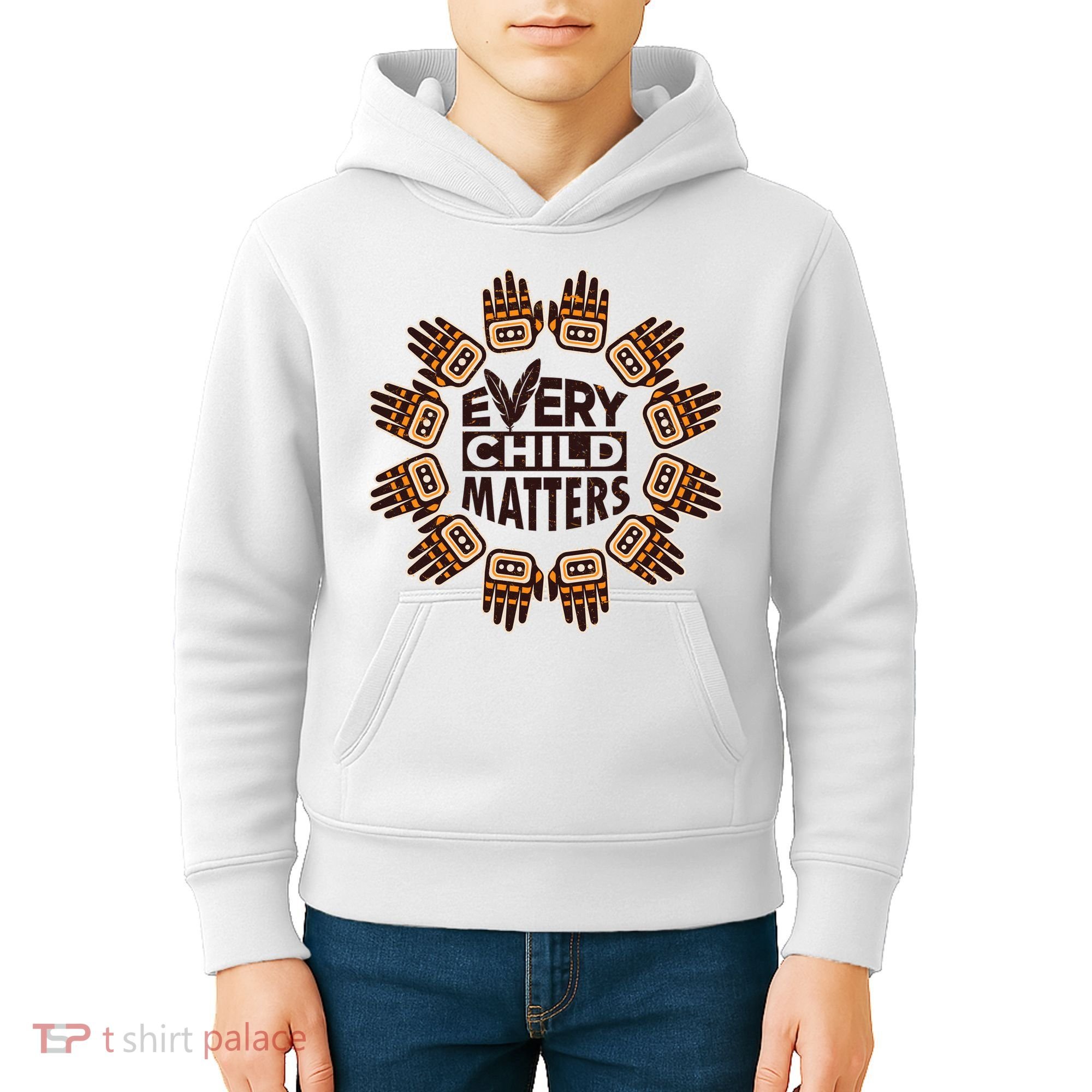 Every Child Matters Native American Hand Pattern Kids Hoodie