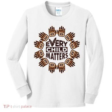 Every Child Matters Native American Hand Pattern Kids Long Sleeve Shirt