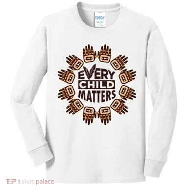 Every Child Matters Native American Hand Pattern Kids Long Sleeve Shirt