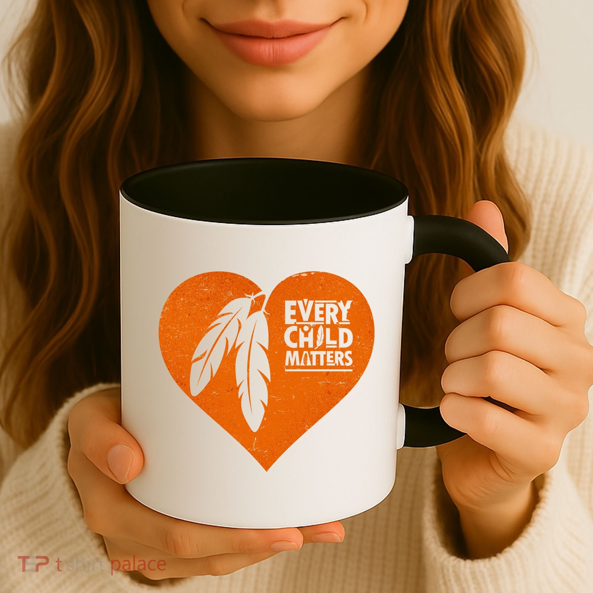 Every Child Matters Native American Feather Heart Coffee Mug
