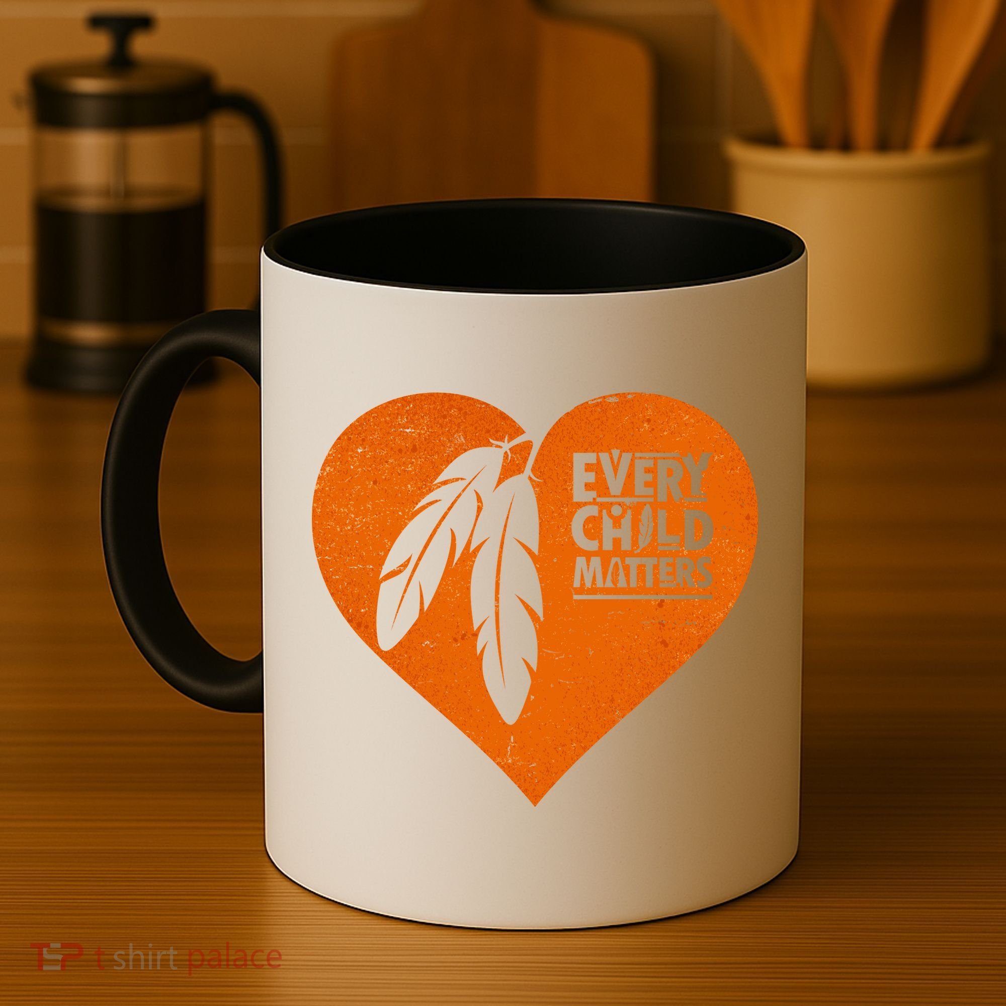 Every Child Matters Native American Feather Heart Coffee Mug