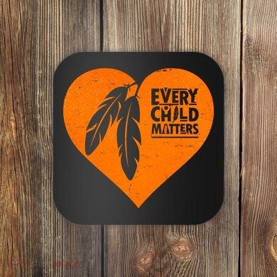 Every Child Matters Native American Feather Heart Coaster