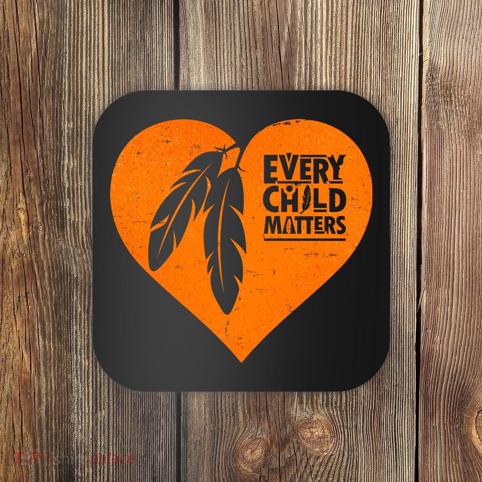 Every Child Matters Native American Feather Heart Coaster
