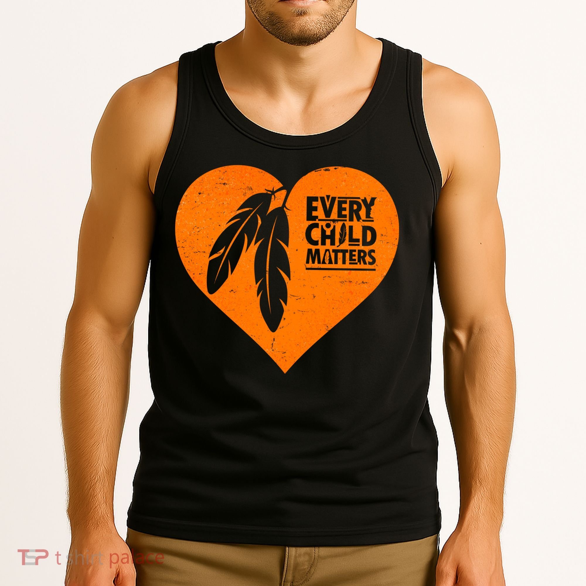 Every Child Matters Native American Feather Heart Tank Top