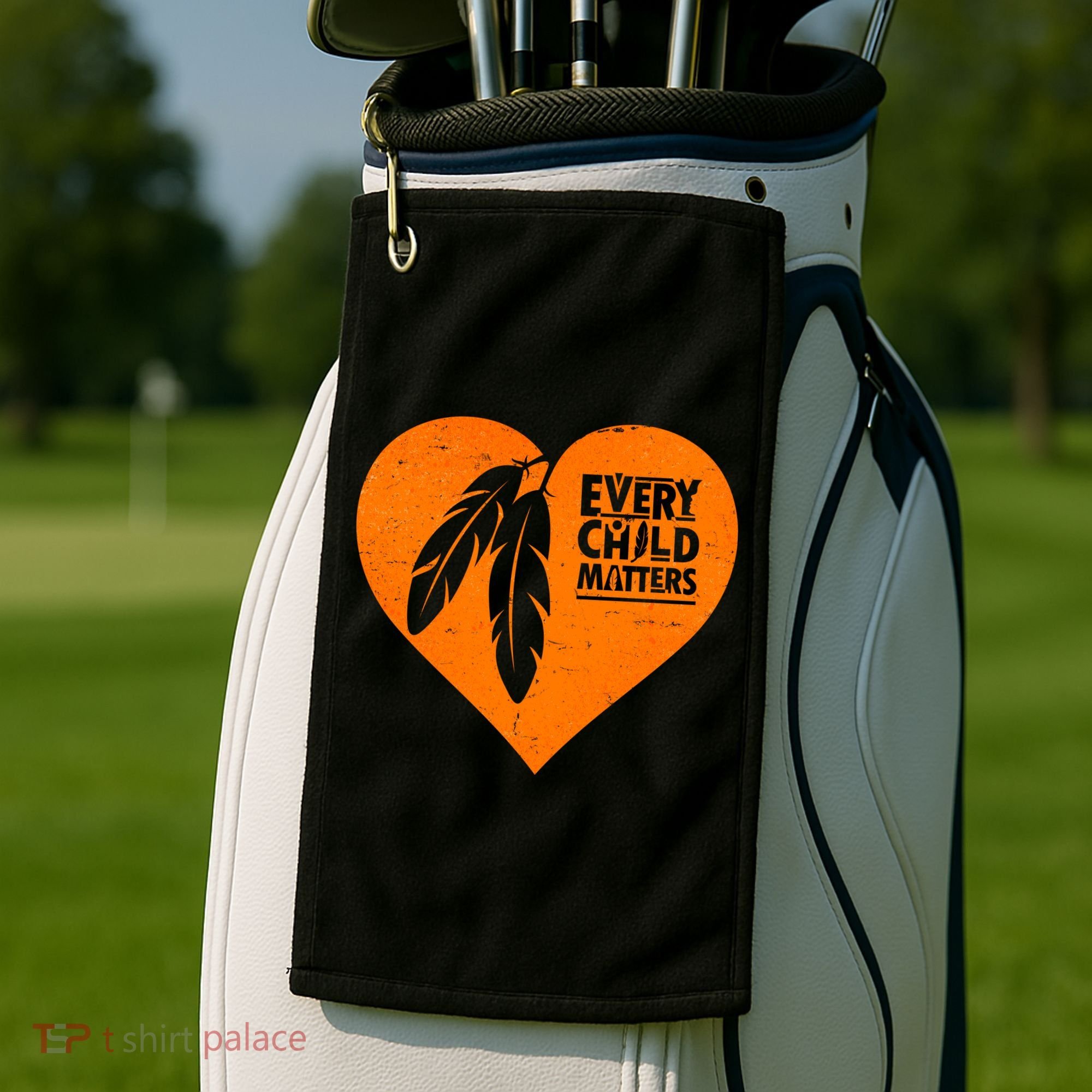Every Child Matters Native American Feather Heart Golf Towel