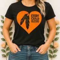 Every Child Matters Native American Feather Heart Women's T-Shirt thumb 2