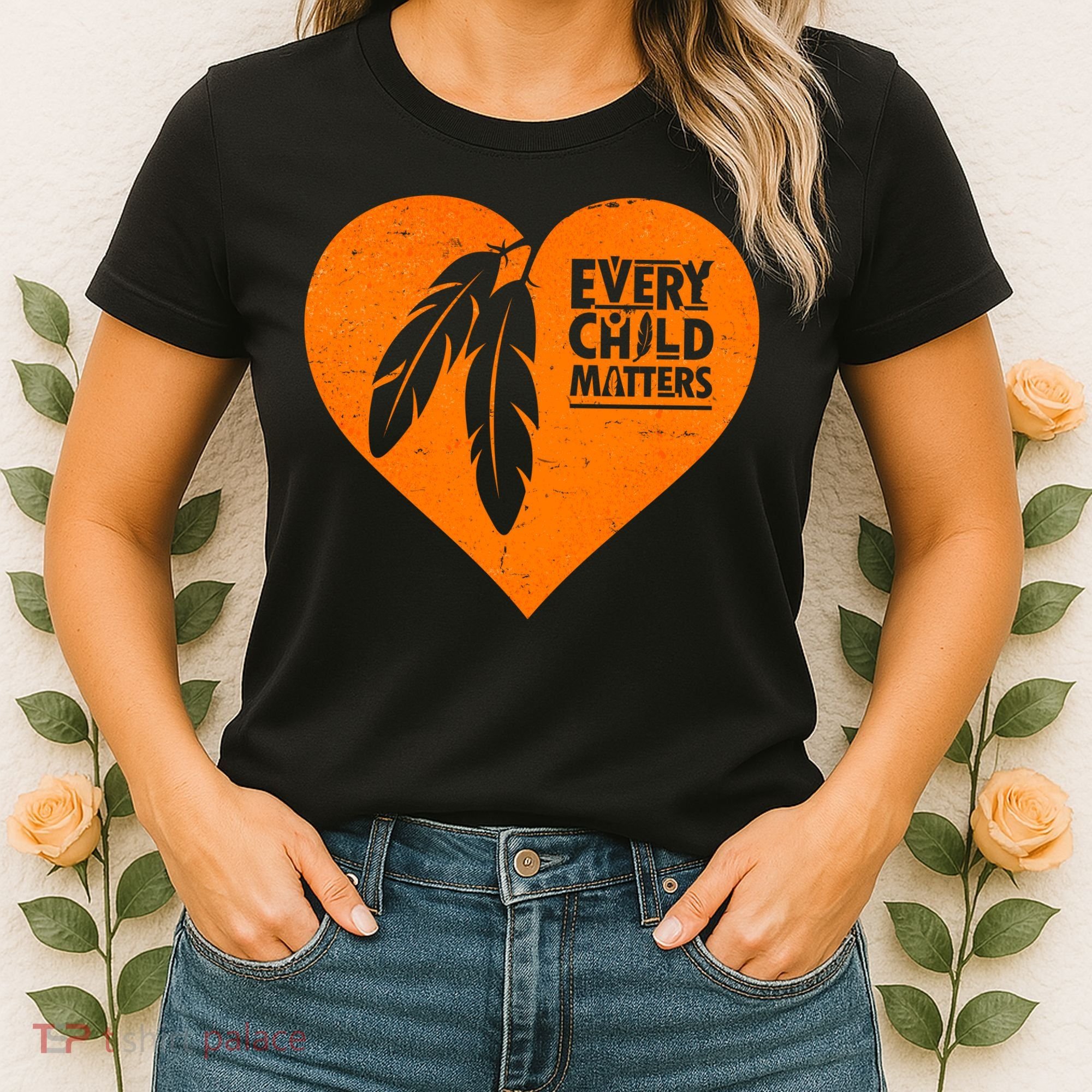 Every Child Matters Native American Feather Heart Women's T-Shirt
