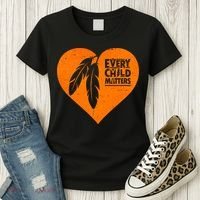 Every Child Matters Native American Feather Heart Women's T-Shirt thumb 3