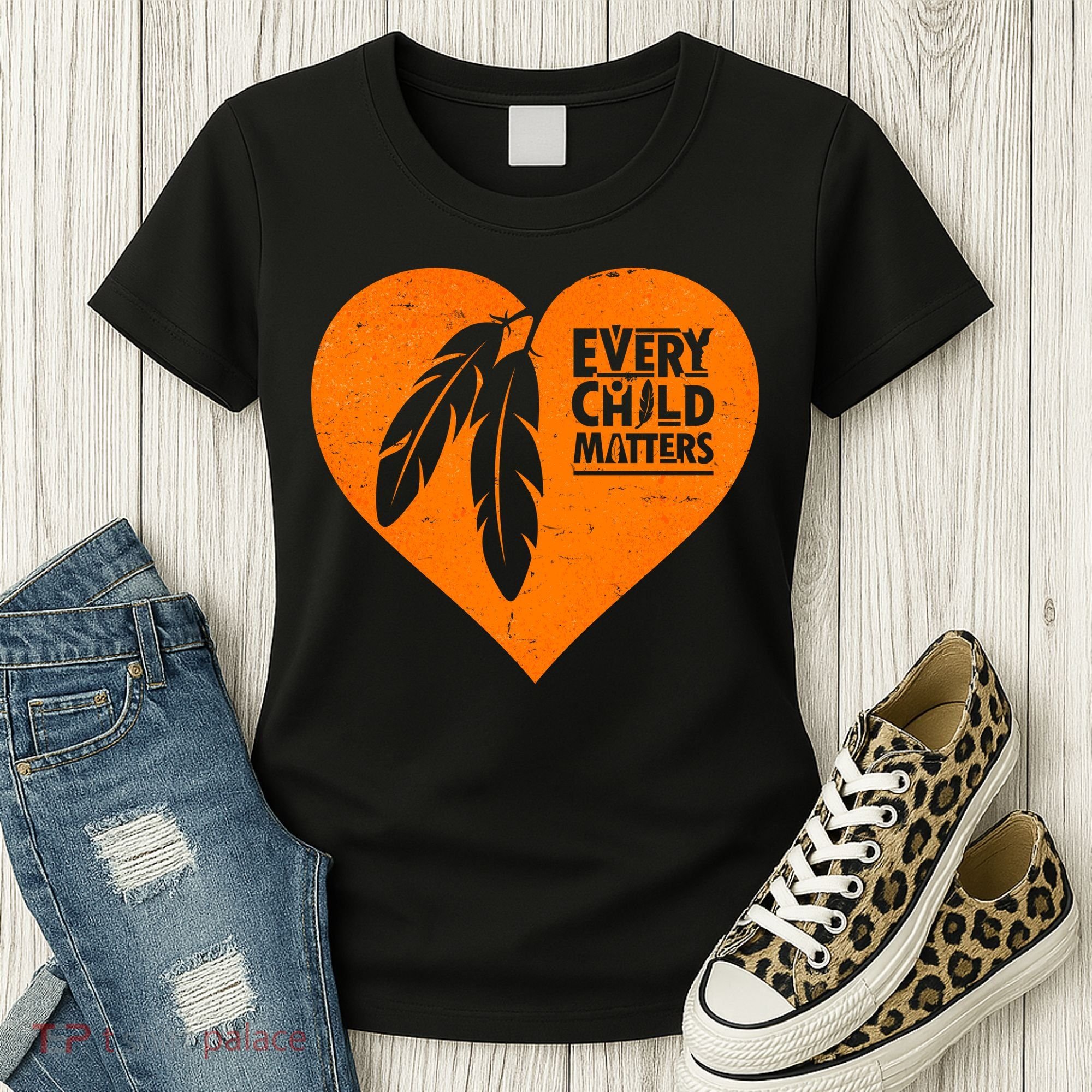 Every Child Matters Native American Feather Heart Women's T-Shirt