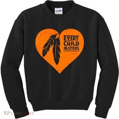 Every Child Matters Native American Feather Heart Kids Sweatshirt