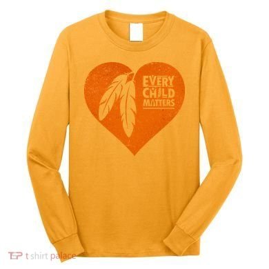Every Child Matters Native American Feather Heart Long Sleeve Shirt