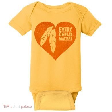 Every Child Matters Native American Feather Heart Baby Bodysuit