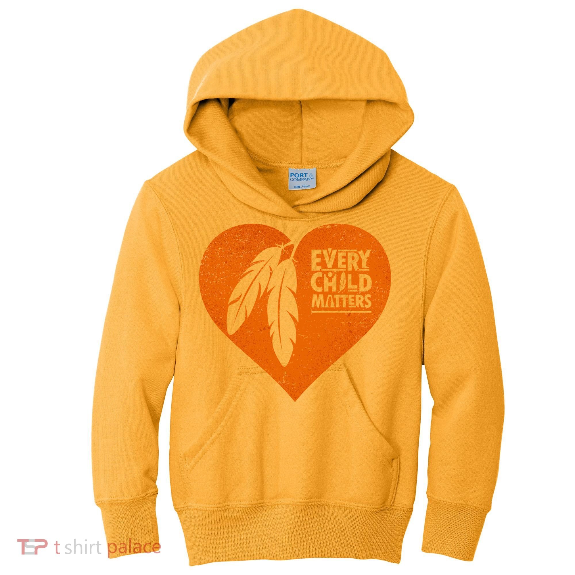 Every Child Matters Native American Feather Heart Kids Hoodie
