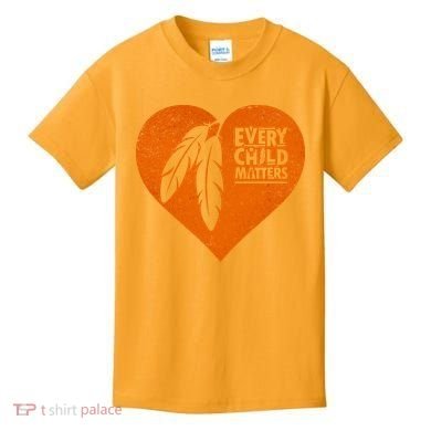 Every Child Matters Native American Feather Heart Kids T-Shirt