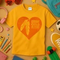 Every Child Matters Native American Feather Heart Kids T-Shirt thumb 3