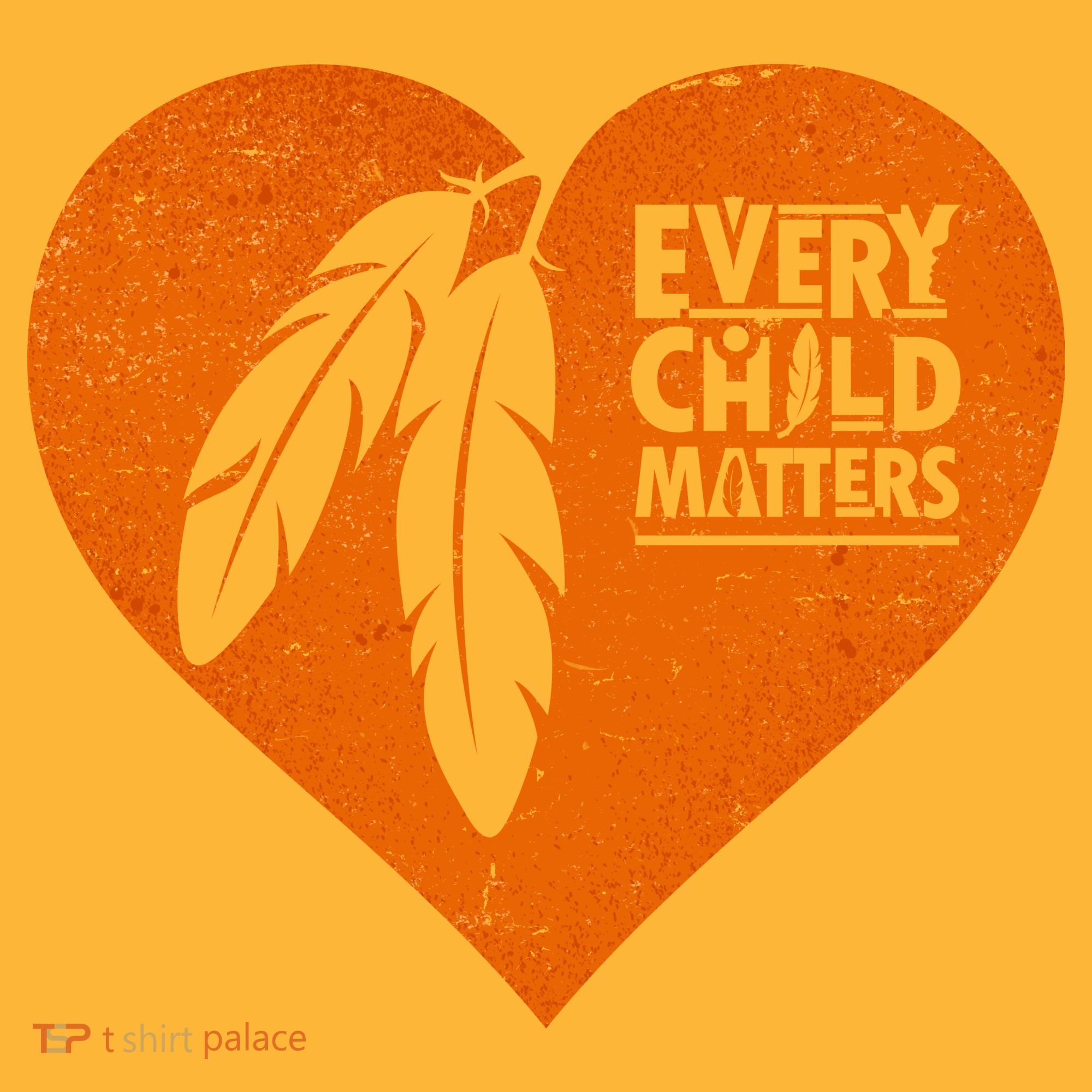 Every Child Matters Native American Feather Heart Kids T-Shirt