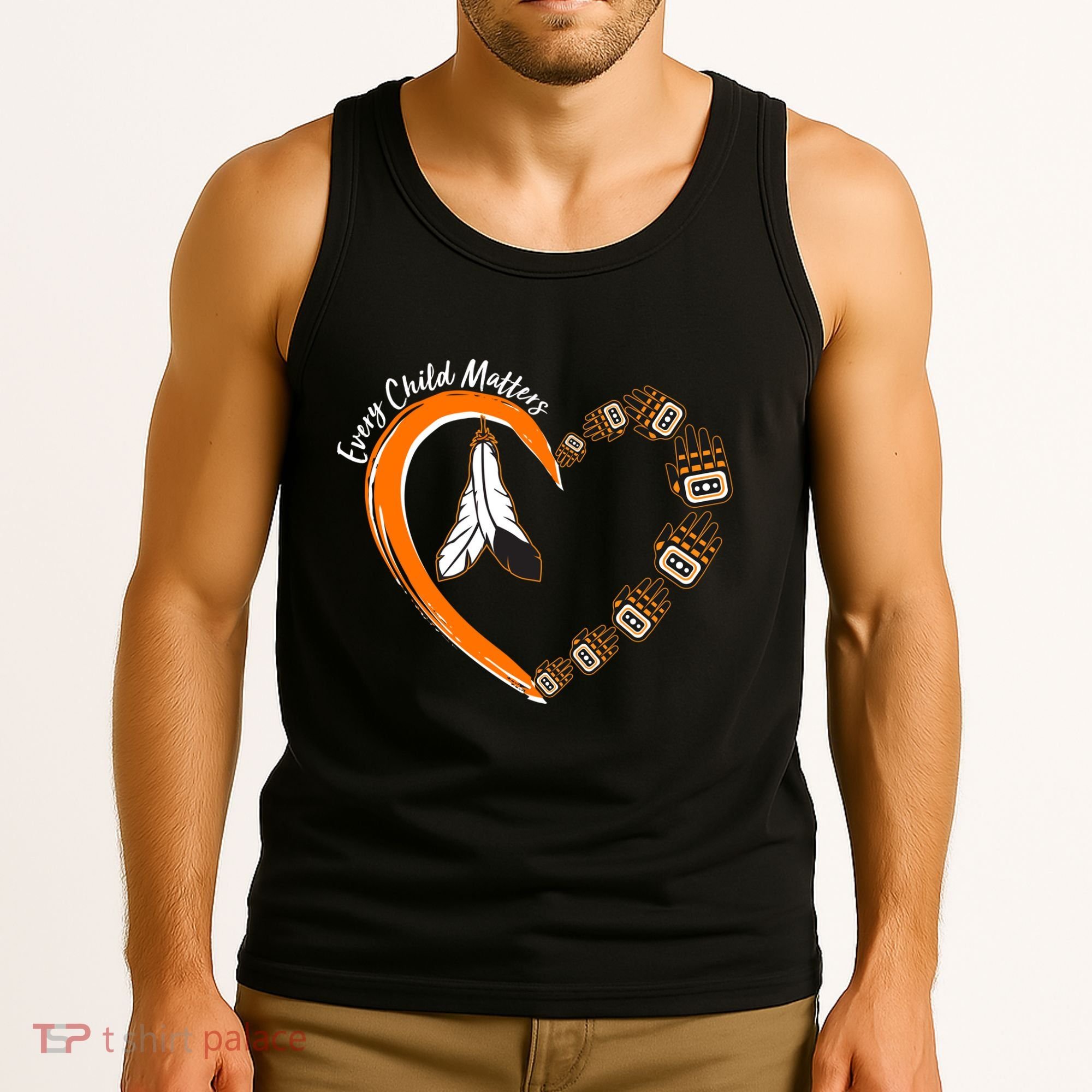 Every Child Matters Wear Orange Feather Heart Tank Top
