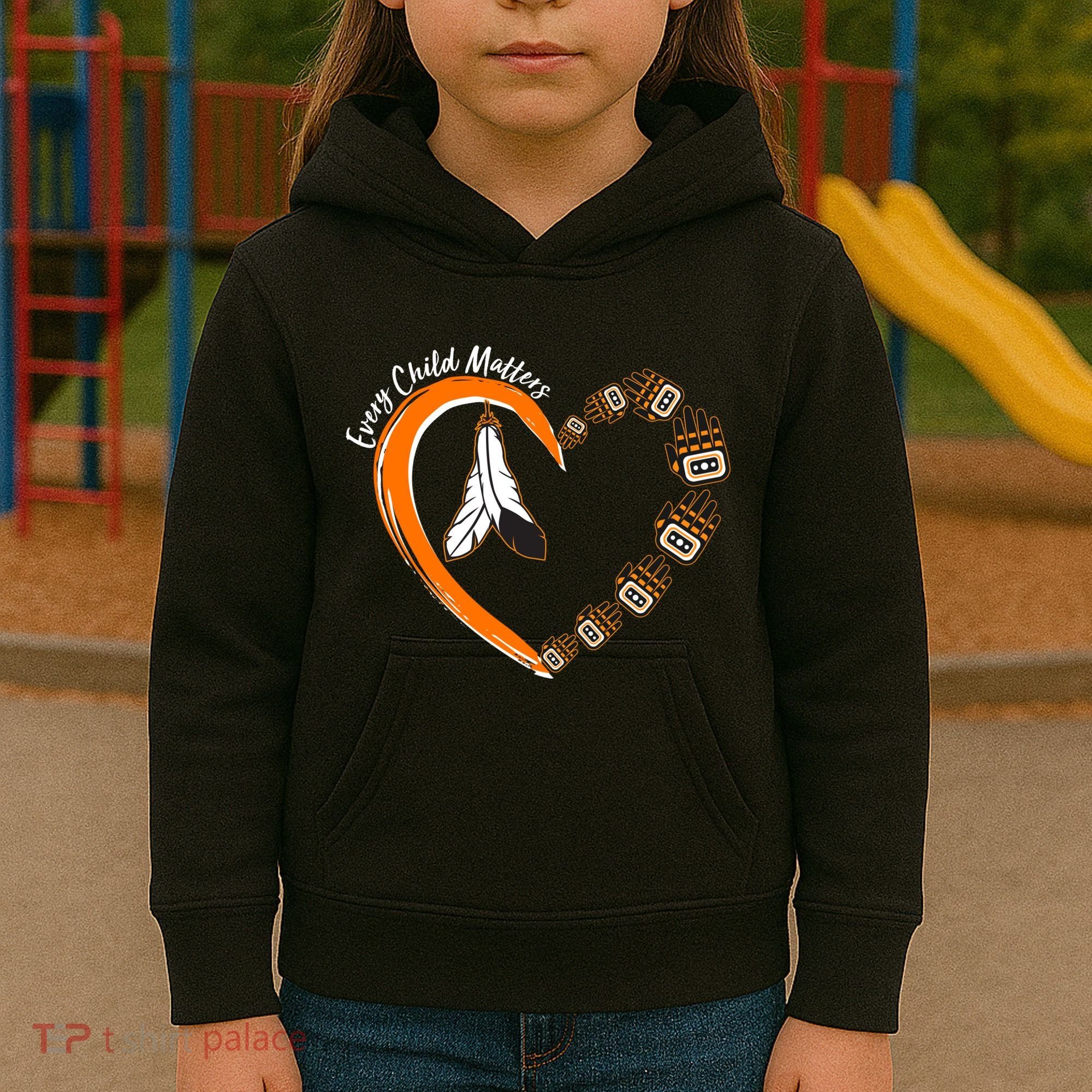 Every Child Matters Wear Orange Feather Heart Kids Hoodie