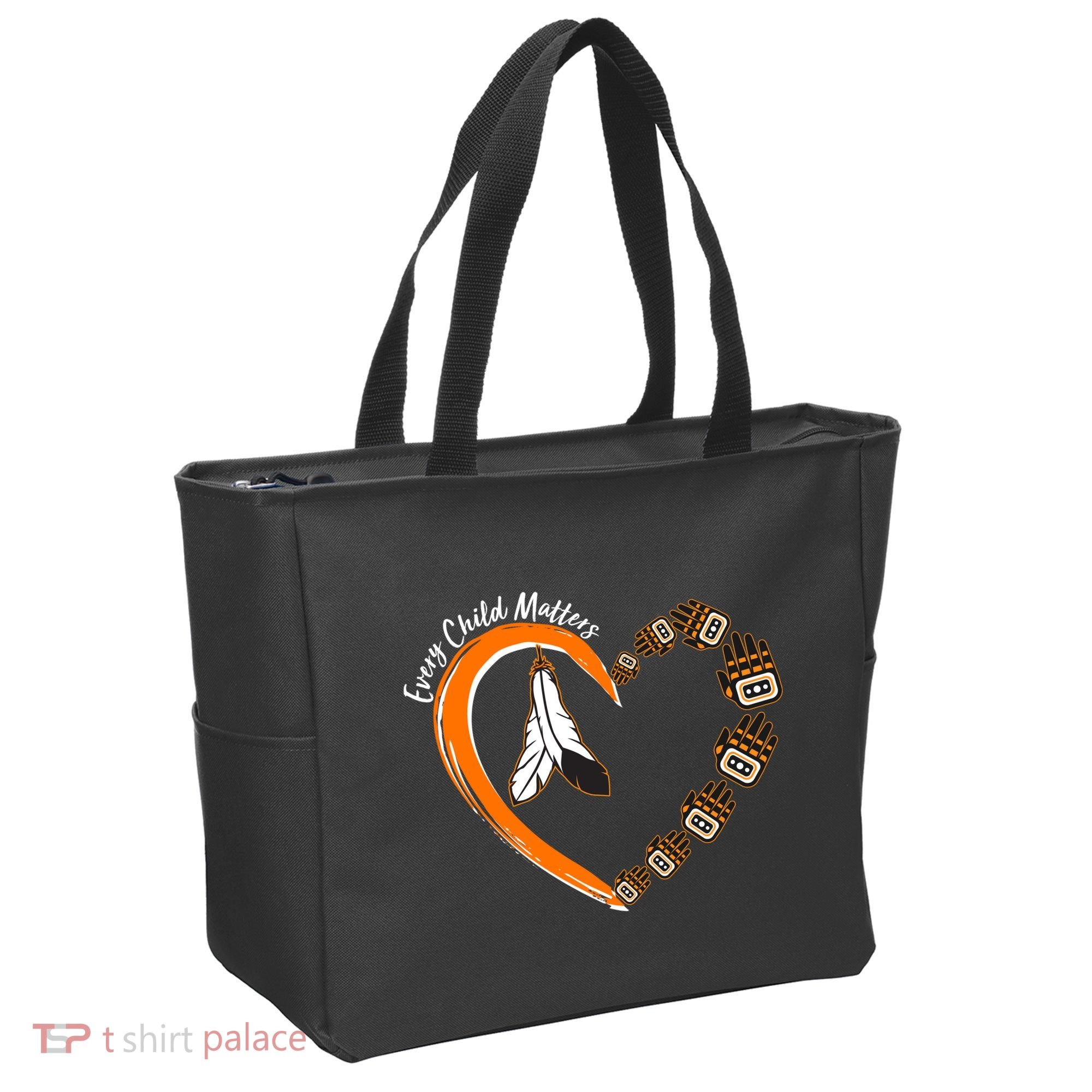 Every Child Matters Wear Orange Feather Heart Tote Bag