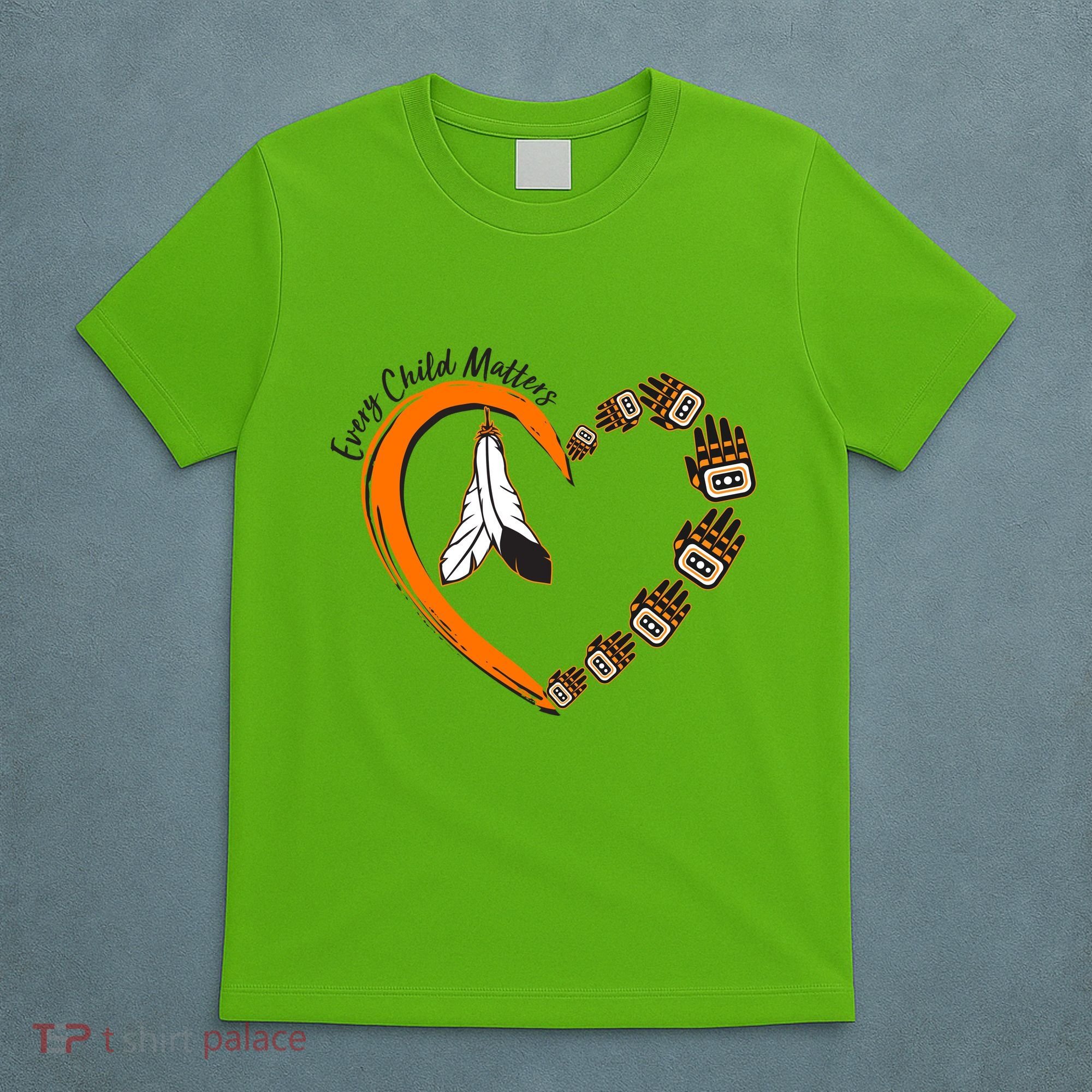 Every Child Matters Wear Orange Feather Heart T-Shirt