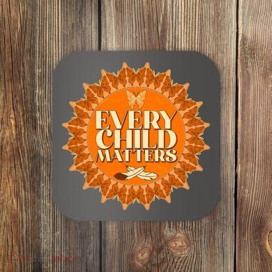 Every Child Matters Orange Butterfly Sun Flower Coaster