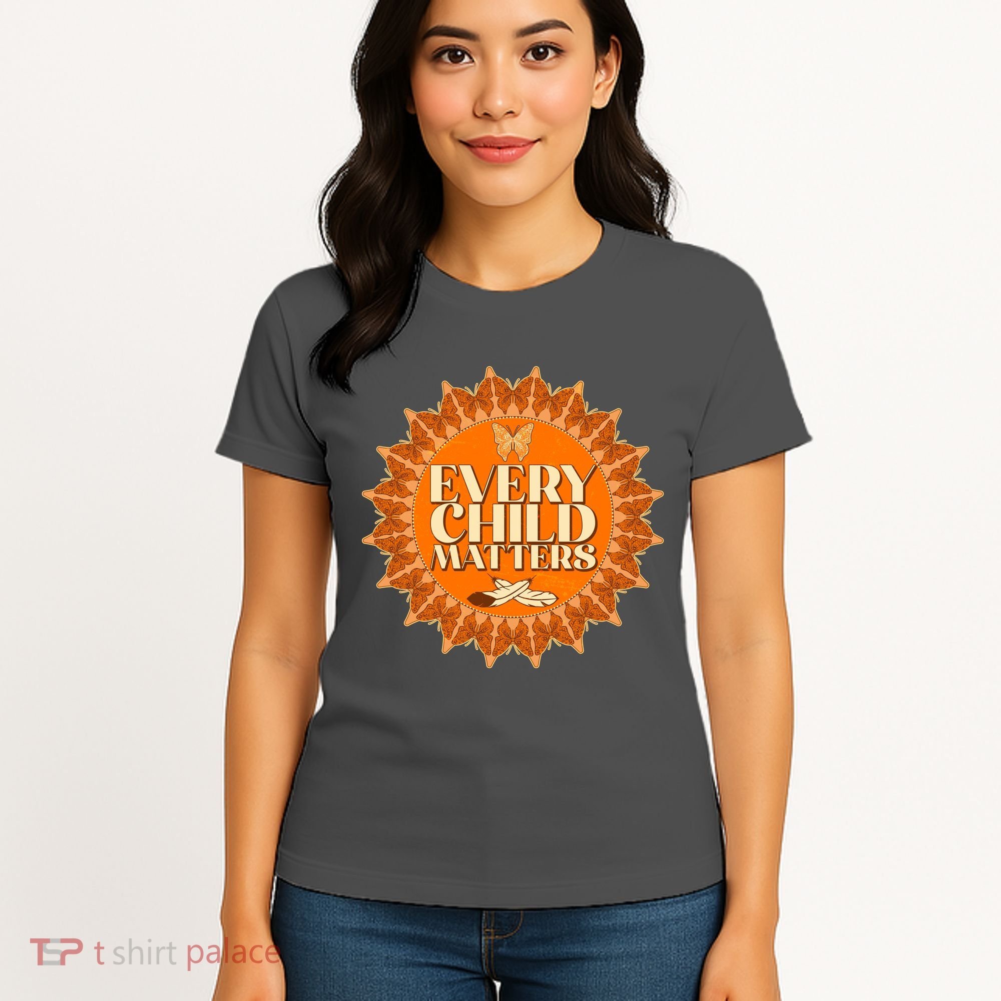 Every Child Matters Orange Butterfly Sun Flower Women's T-Shirt