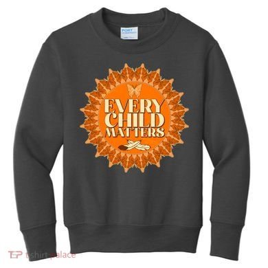 Every Child Matters Orange Butterfly Sun Flower Kids Sweatshirt