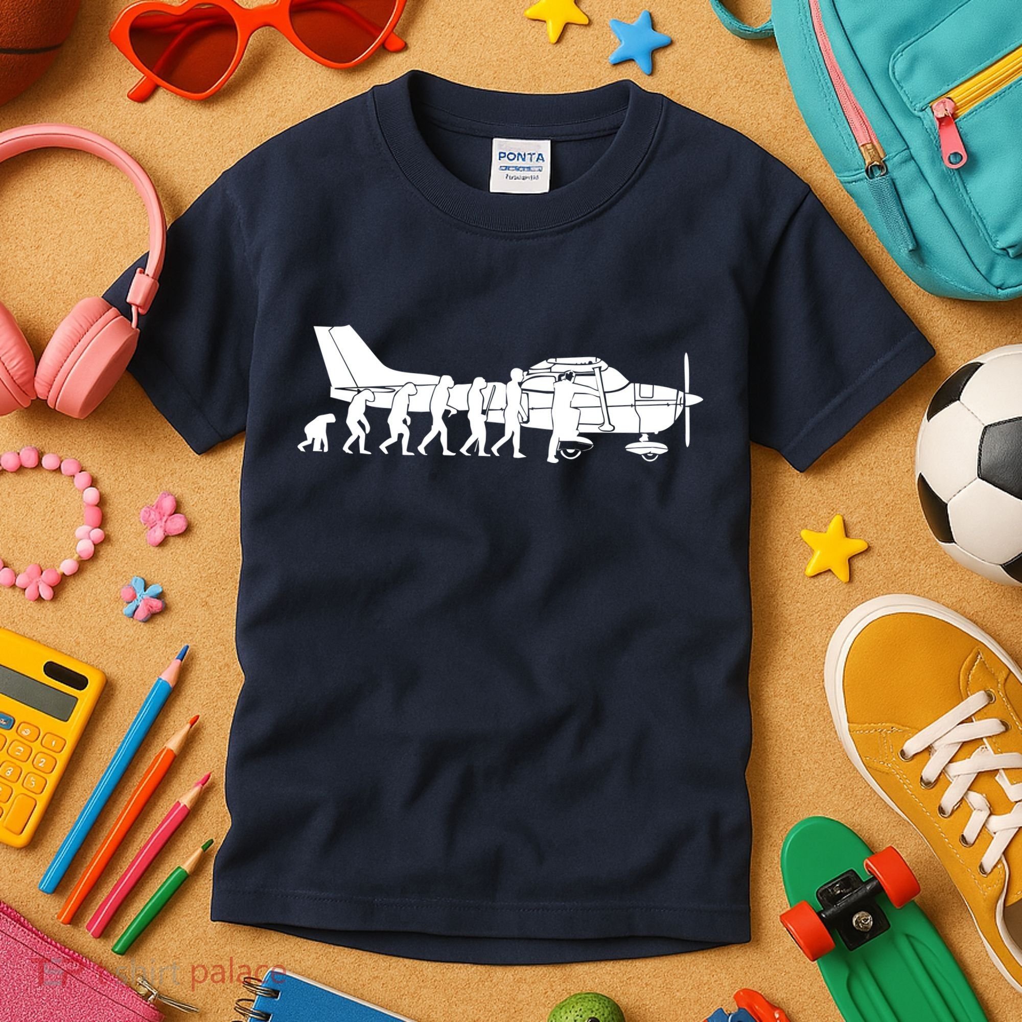 Evolution Cessna Pilot Flugzeug Fun Art Air Fly Airplane Aircraft Flug Kids T-Shirt