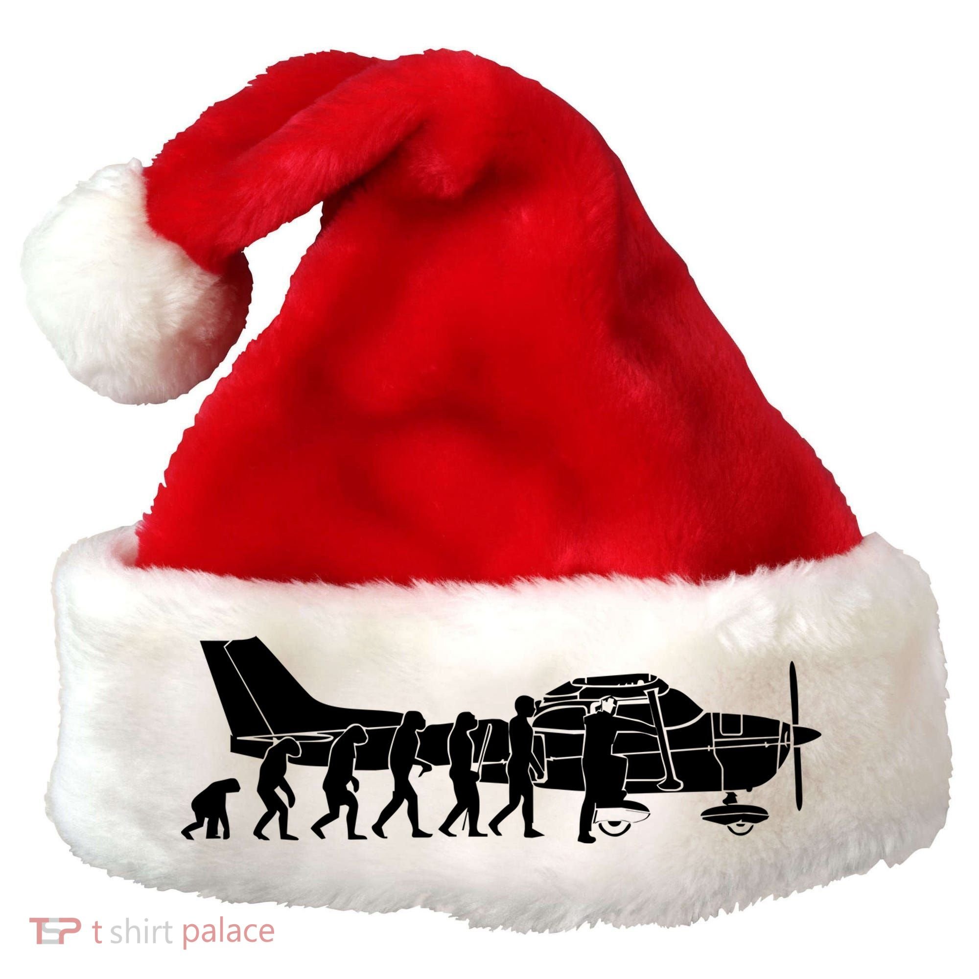 Evolution Cessna Pilot Flugzeug Fun Art Air Fly Airplane Aircraft Flug Santa Hat