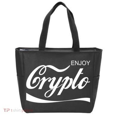 Enjoy Crypto Retro Cryptocurrency Bitcoin Tote Bag