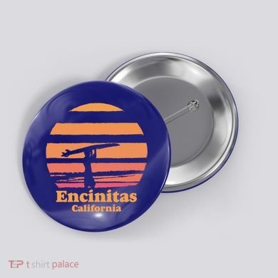 Encinitas California Retro Surf Vintage Surfing Sun 70's Gift Button