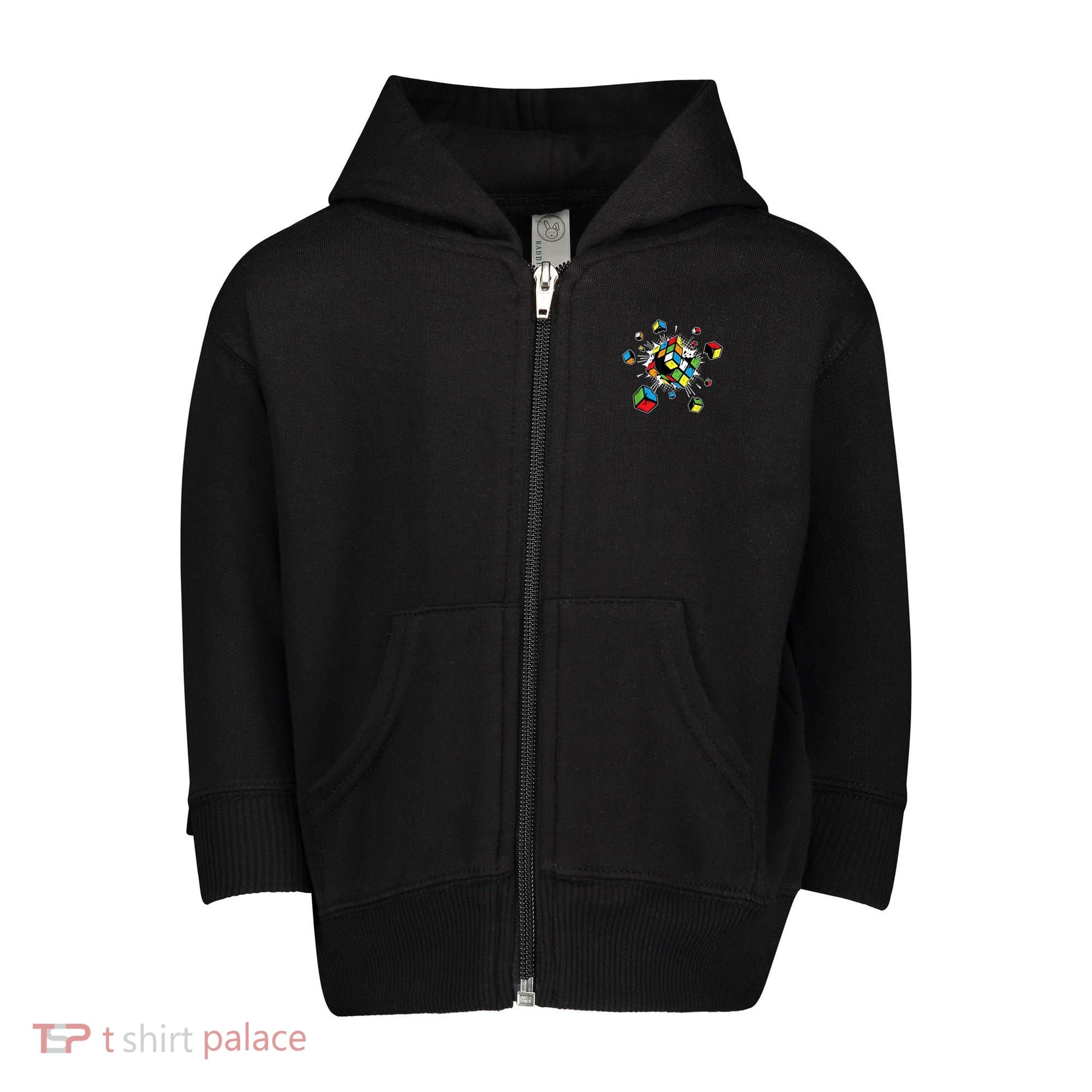 Exploding Cube Speed Cubing Puzzle Master Toddler Zip Fleece Hoodie