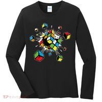 Exploding Cube Speed Cubing Puzzle Master Women's Long Sleeve Shirt thumb 0
