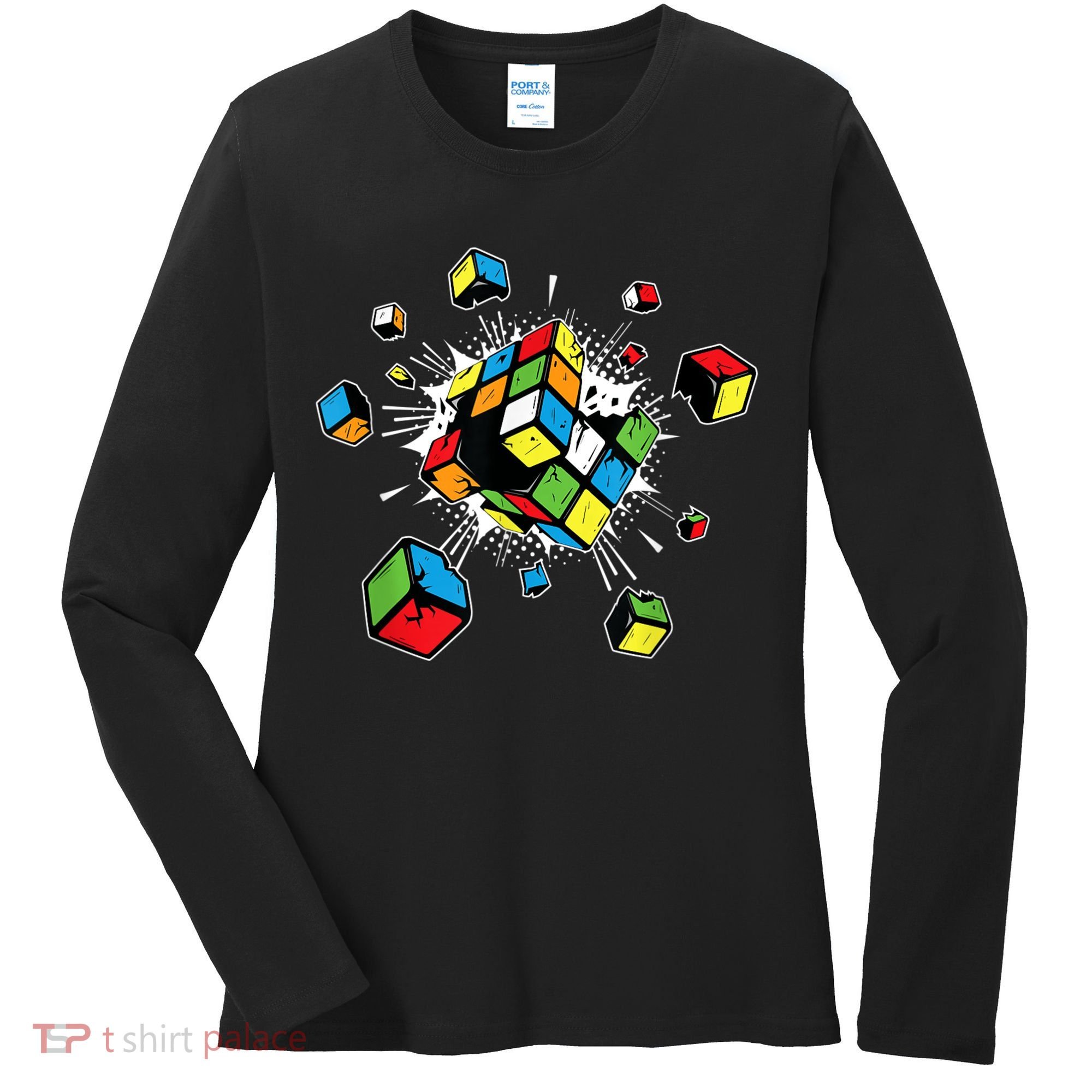 Exploding Cube Speed Cubing Puzzle Master Women's Long Sleeve Shirt