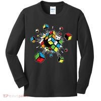 Exploding Cube Speed Cubing Puzzle Master Kids Long Sleeve Shirt thumb 0