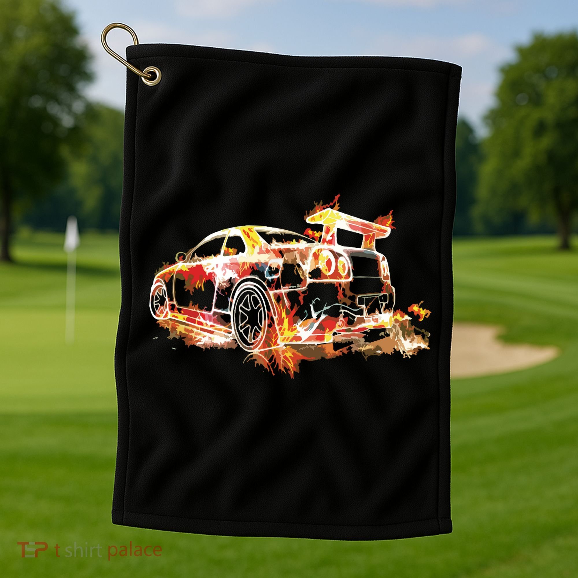 Exotic Car Supercharge Turbo Sports Car Golf Towel