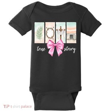 Easter Coquette True Story Jesus Religious Christian Baby Bodysuit