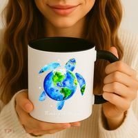 Earth Day 2024 Restore Earth Sea Turtle Art Save The Planet Coffee Mug thumb 3