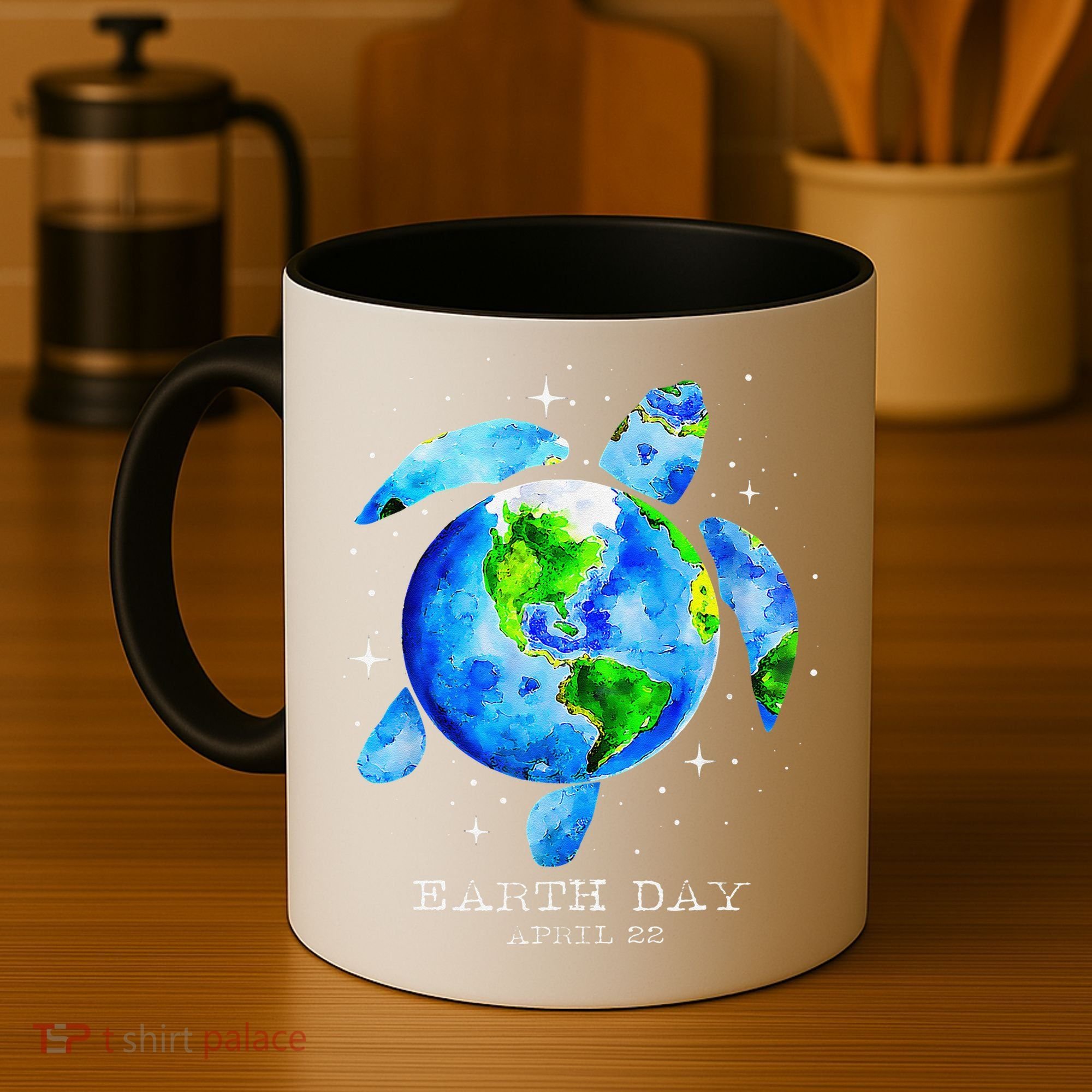 Earth Day 2024 Restore Earth Sea Turtle Art Save The Planet Coffee Mug