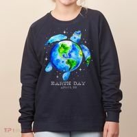 Earth Day 2024 Restore Earth Sea Turtle Art Save The Planet Women's Sweatshirt thumb 0