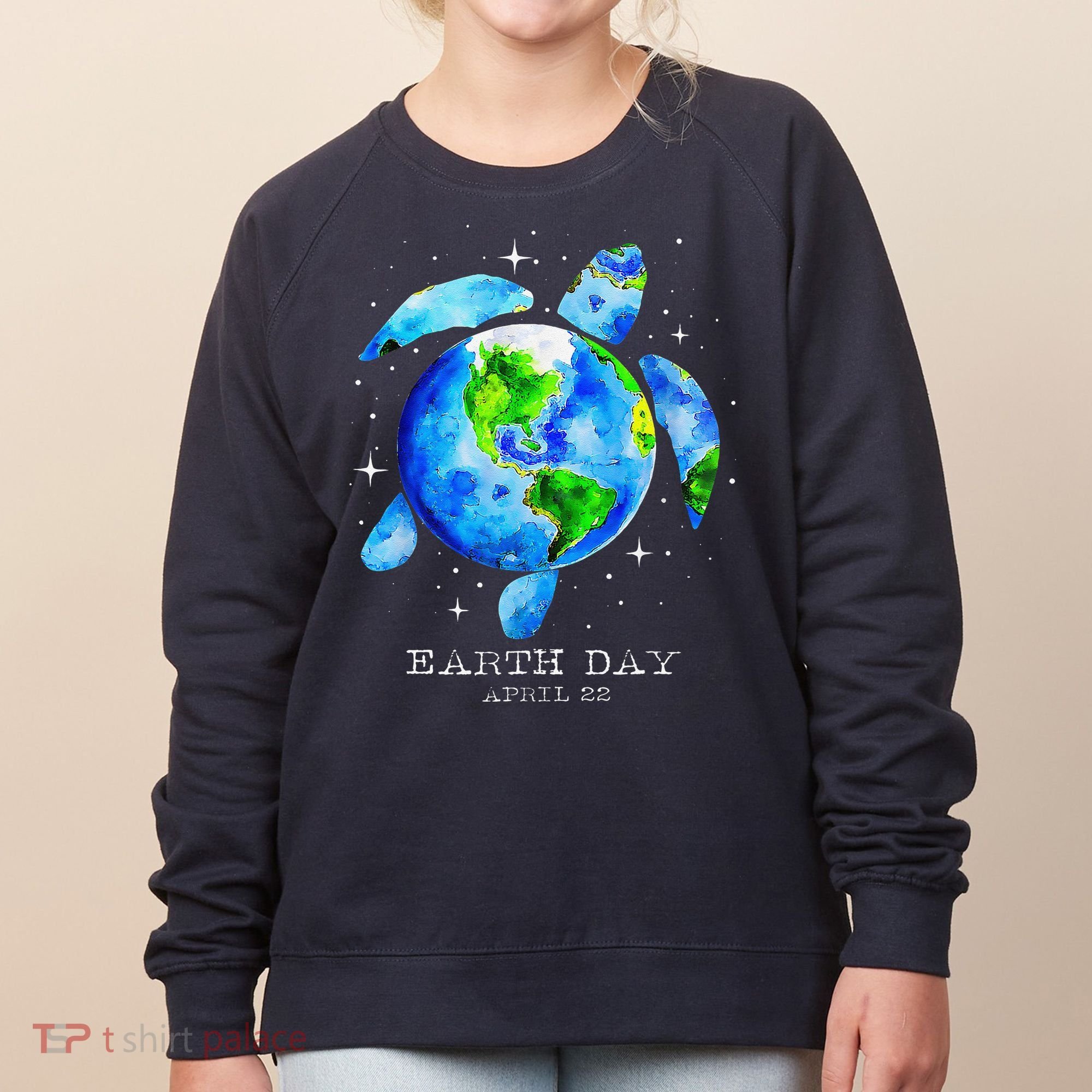 Earth Day 2024 Restore Earth Sea Turtle Art Save The Planet Women's Sweatshirt