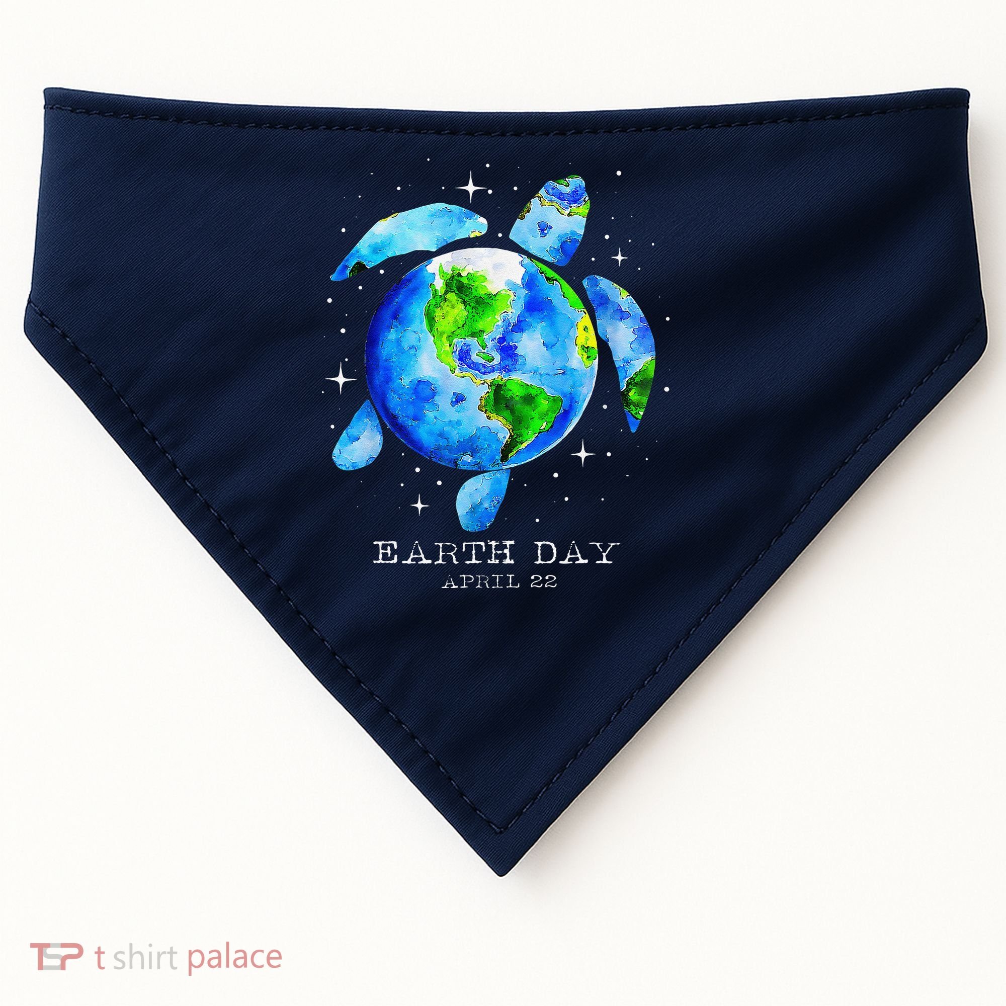 Earth Day 2024 Restore Earth Sea Turtle Art Save The Planet USA-Made Doggie Bandana