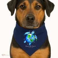Earth Day 2024 Restore Earth Sea Turtle Art Save The Planet USA-Made Doggie Bandana thumb 1