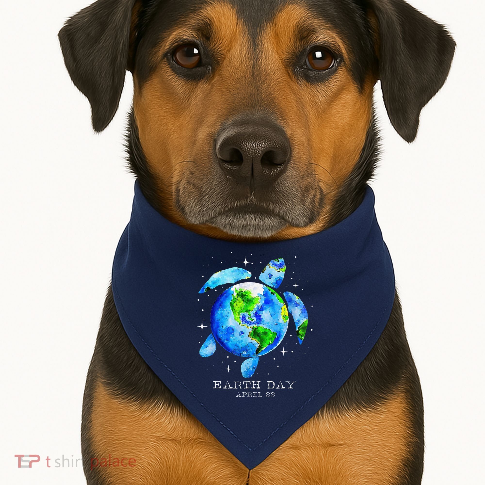Earth Day 2024 Restore Earth Sea Turtle Art Save The Planet USA-Made Doggie Bandana