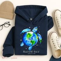 Earth Day 2024 Restore Earth Sea Turtle Art Save The Planet Hoodie thumb 4