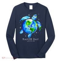 Earth Day 2024 Restore Earth Sea Turtle Art Save The Planet Long Sleeve Shirt thumb 0