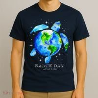 Earth Day 2024 Restore Earth Sea Turtle Art Save The Planet T-Shirt thumb 3