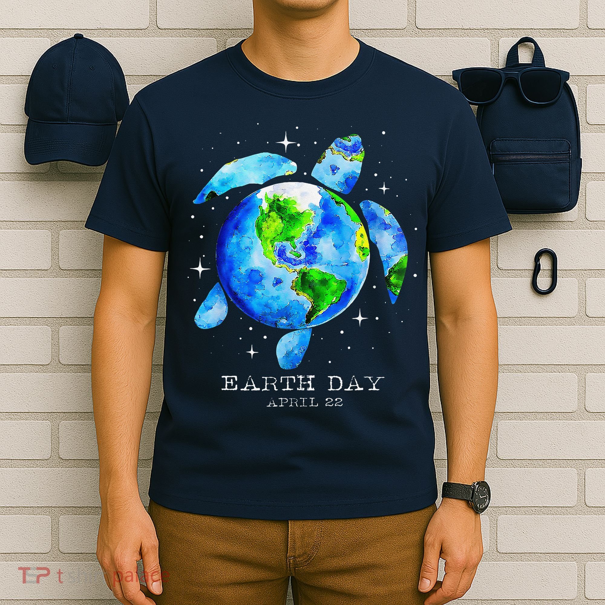 Earth Day 2024 Restore Earth Sea Turtle Art Save The Planet T-Shirt