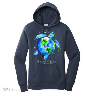 Earth Day 2024 Restore Earth Sea Turtle Art Save The Planet Women's Hoodie