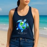 Earth Day 2024 Restore Earth Sea Turtle Art Save The Planet Women's Tank Top thumb 2